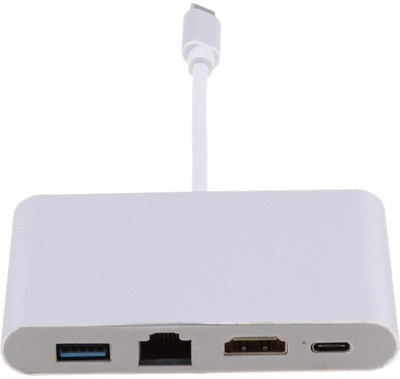 

Microware USB 3.1 Type C Multiport Adapter USB Hub Charging Port Ethernet Adapter 4 in 1 HDMI Adapter(Compatible with Mobile, Silver)