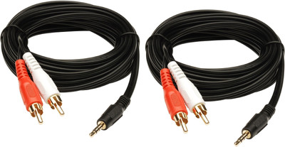 

LipiWorld (pack-2) Premium Quality 3.5 mm Stereo Audio Male to 2 RCA Male Cable 1.5 Meter RCA Audio Video Cable(Compatible with TV, Black)