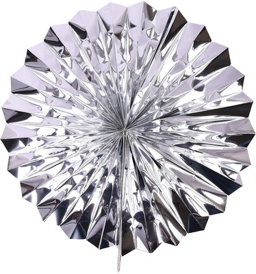

Party Butiko Silver Round Paper Foldable Decoration Fan Hanging For Wedding Birthday Theme Party Accessories - 100 g