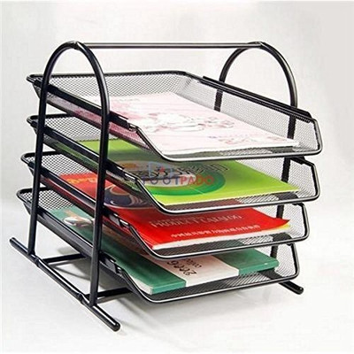 

Abaj 4 Compartments Metal Letter Holder(Black)