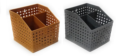 

CSM 3 Compartments Plastic Pen Stand(Beige, Brown, Black, Grey, White)