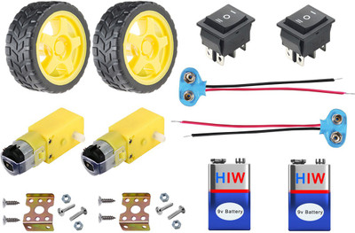 

Kit4Curious BO Motor Wheel Clamp set with Direction control switch, battery and instruction manual Educational Electronic Hobby Kit