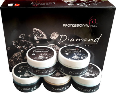 

Professional Feel Diamond Facial Kit, Include Way to use facial kit, Unisex for Fairness, Whiting, Skin, Instant Result Without Damage Skin (Set of 5) 500 g(500 g)