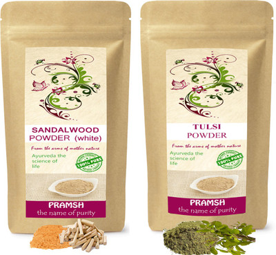 

PRAMSH Premium Quality White Sandalwood 100gm & Tulsi Leafs 400gm Powder Combo(500 g)