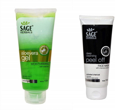 

Sage Herbals Peel Off Mask Charcoal oily skin and pimples 110ml With Free Aloe Gel 110gm Face Wash(110 g)