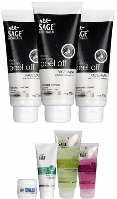 

Sage Herbals Pure Herbals Charcoal Peel Off Mask (Set Of 3) With Free Instant Glow Facial Kit 110 ml