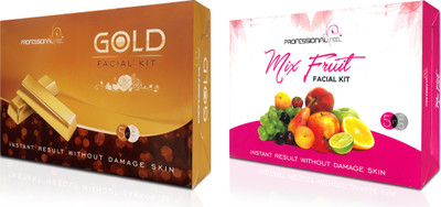 

Professional "Gold + Mix Fruit Facial Kit" Unisex for Fairness, Whitening Skin, Skin Glow Instant result without damage skin (500 + 500 g) 500 g(Set of 5)