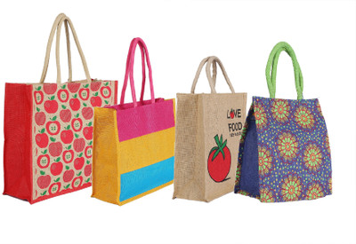 

CSM Combo of 4 multipurpose jute bag Pack of 4 Grocery Bags(Multicolor)