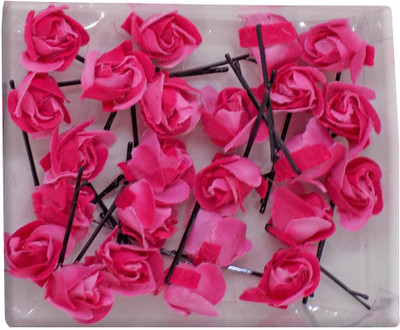 

BOXO Hair Accessories For Women Stylish, Party Wear Flower Pins For Women Hair, Set Of 24, Pink Hair Accessory Set(Pink)