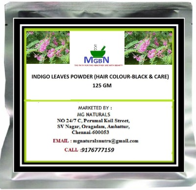 MGBN INDIGO LEAVES POWDER (HAIR COLOUR-BLACK & CARE) 125 GM , Black