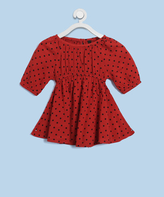 

United Colors of Benetton Girls Mini/Short Casual Dress(Red, 3/4 Sleeve, 902