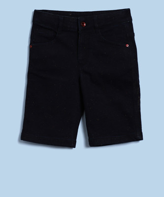 

United Colors of Benetton Short For Boys Casual Self Design Denim(Dark Blue, Pack of 1, 901