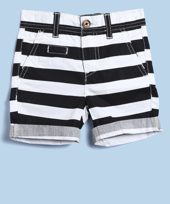 

United Colors of Benetton Short For Boys Casual Striped Cotton(White, Pack of 1, 902