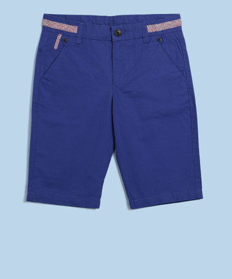 

United Colors of Benetton Short For Boys Casual Solid Cotton(Blue, 10b