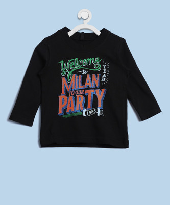 

United Colors of Benetton Boys Printed Cotton T Shirt(Black, Pack of 1, 100