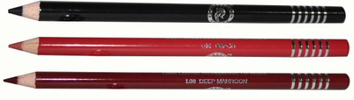 

COLORS QUEEN Lip Liner waterproof Matte Lip Pencil(Black, peach, Deep Mahroon)