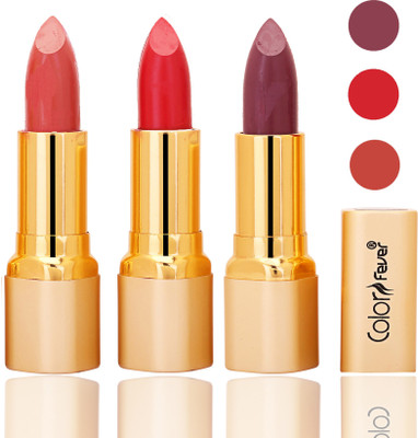 

Color Fever lipstick with Vitamin E, Enriched soft and smooth 9 to 5 matte(peach, red, plum, 12 g)