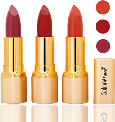 

Color Fever lipstick with Vitamin E, Enriched soft and smooth 9 to 5 matte(mauve, red, brick orange, 12 g)