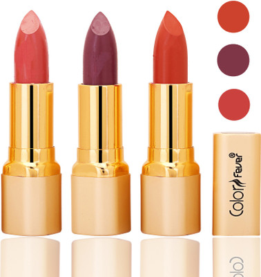 

Color Fever lipstick with Vitamin E, Enriched soft and smooth 9 to 5 matte(peach, plum, brick orange, 12 g)
