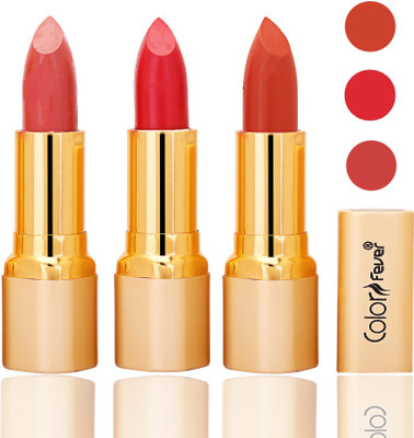 

Color Fever lipstick with Vitamin E, Enriched soft and smooth 9 to 5 matte(peach, red, brick orange, 12 g)