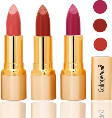 

Color Fever lipstick with Vitamin E, Enriched soft and smooth 9 to 5 matte(peach, dry orange, purple, 12 g)