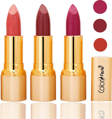 Color Fever lipstick with Vitamin E, Enriched soft and smooth 9 to 5 matte(peach, mauve, purple, 12 g)