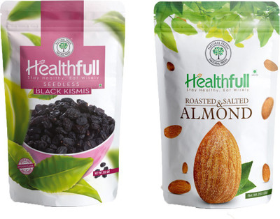 

Healthfull Combo of Roasted Salted Almond, 200g & Seedless Black Kishmish, 200g. Raisins, Almonds(400 g, Pouch)