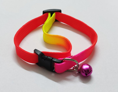 

101Lives Fluorescent Green Orange Rainbow with bell  Dog & Cat Everyday Collar(, Orange, Green