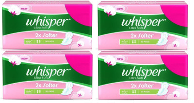 

Whisper Ultra Soft 30+30+30+30 Pad Sanitary Pad(Pack of 4)