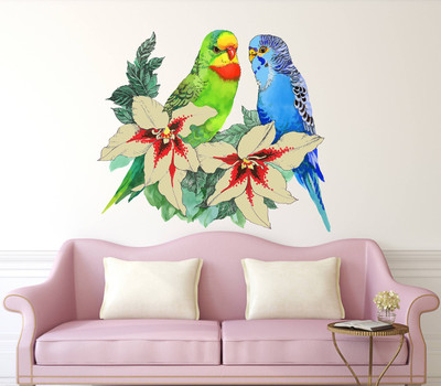 HAPPYSTICKY 50 cm Love Birds Removable Sticker(Pack of 1)