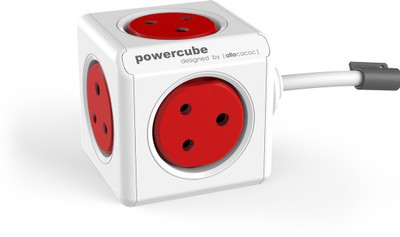 

Allocacoc Powercube Extended 5 Socket Surge Protector(Red, White)