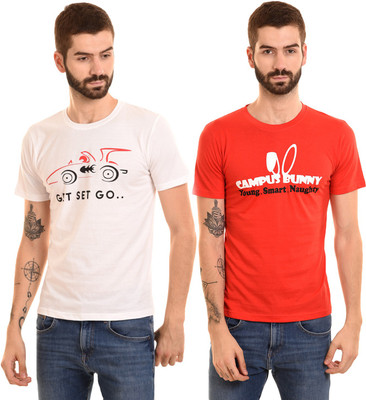 Campus Bunny Graphic Print Men Round Neck Multicolor T-Shirt(Pack of 2) Flipkart