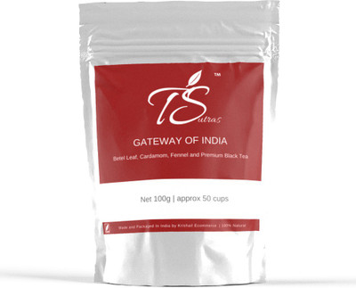 

TSutras Paan Flavoured Tea Blend (Hot or Iced Tea) | Loose Tea With Betel Leaf, Cardamom, Fennel and Premium Black Tea, Helps Make You Feel Refreshed - Indulge Into This Refreshing Tisane With Paan Ras (100g) Fennel, Cardamom, Mint, Herbs Black Tea(100 g,
