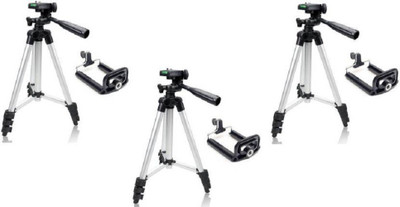 

Syvo SET OF 3PC 3110 3Way Head Adjustable Aluminum 35cm To 102cm Extendable Camera-Tripod With Bracket And Bag Tripod (Silver, Supports Up to 1000 g) Tripod Kit(Sivler, Supports Up to 1000 g)