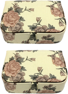 

Addyz Pack of 2 Pieces Rose Printed Women Men Ring Storage case Gift item - Keeps 12-16 Rings Jewellery Vanity Box(Cream)
