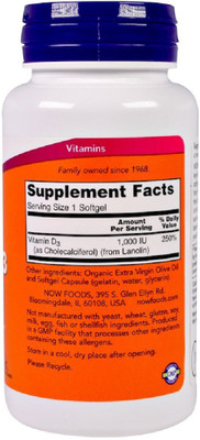

Now Foods Now Foods, Vitamin D-3, 1,000 IU, 180 Softgels(180 No)