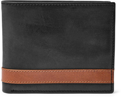 

LeapEngland Men Casual Black Genuine Leather Wallet(6 Card Slots), Black tan