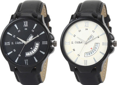 

LUBA BLACK & WHITE DAY N DATE WATCH COMBO Watch - For Men