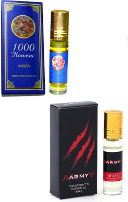 

Ahsan 1000 Flowers & Army Alcohol Free Perfume 8ml Roll On Combo Floral Attar(Floral)