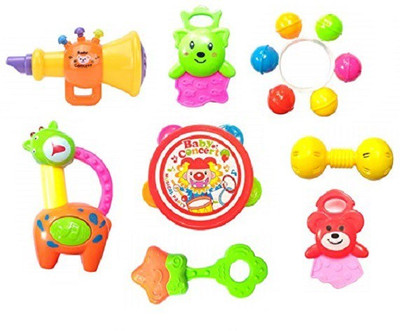 

IndusBay Lovely Colourful Non Toxic Rattles for Babies, Toddlers, Infants, Child with Hand held Musical Drum Toy Rattle(Multicolor)