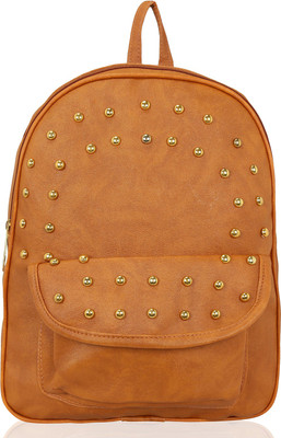 

Kleio Designer Studded Casual Backpack with a Flap Pocket for Women / Girls 7 L Backpack(Tan)