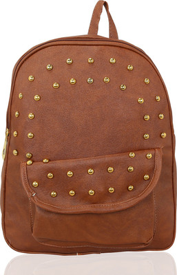 

Kleio Designer Studded Casual Backpack with a Flap Pocket for Women / Girls 7 L Backpack(Brown)