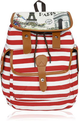 

Kleio Striped Backpack in Canvas 26.8 L Backpack(Red)