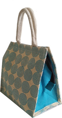 

HideCrusH jute lunch bag Waterproof Lunch Bag(Light Blue, 2 L)