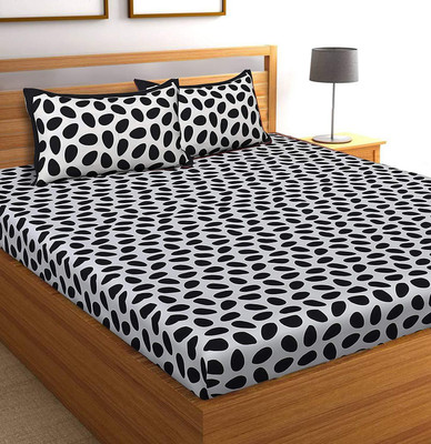 RAJDEVI JAIPUR PRINTS 228 TC Cotton King Printed Flat Bedsheet(Pack of 1, Black)
