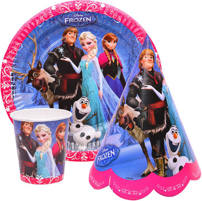 

Party Butiko Frozen Theme Birthday Party Paper Tableware Super Saver Combo Set of 30pcs-(10 Plates, 10 Hats, 10 Eyemask)(Set of 30)