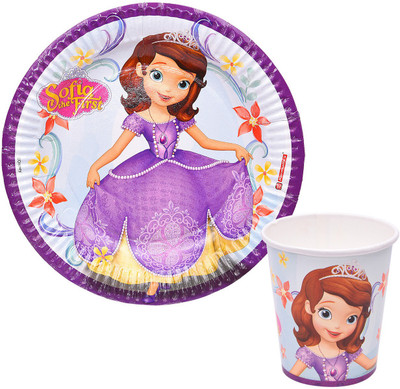 

Party Butiko Sofia Princess Theme Birthday Party Paper Tableware Super Saver Combo Set of 20pcs-(10 Plates, 10 Hats)(Set of 20)