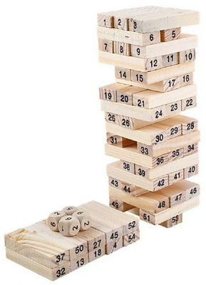 

zhomcollection 51 Wooden Building Blocks With 3 Wooden Dine Jenga(Multicolor)