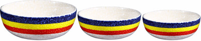 

Caffeine Serving Bowl Set Ceramic/Stoneware in Multicolor Crackle (1 Large, 1 Medium & 1 Small Bowl) (Set of 3) Handmade by Caffeine Stoneware Bowl Set(Multicolor, Pack of 3)
