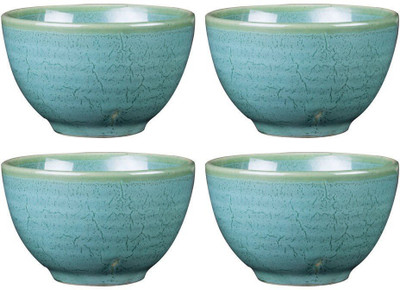 

caffeine Dining Dessert Bowl Ceramic/Stoneware in Ocean Green Ferrous Handmade by Caffeine-Set of 4 Ceramic Bowl Set(Green, Pack of 4)